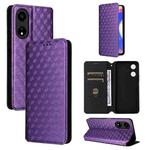For Honor X5 Plus Cubic Grid Texture Flip Leather Phone Case(Purple)