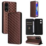 For Honor X5 Plus Cubic Grid Texture Flip Leather Phone Case(Brown)