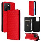 For Honor X5b / X5b Plus Cubic Grid Texture Flip Leather Phone Case(Red)