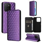 For Honor X5b / X5b Plus Cubic Grid Texture Flip Leather Phone Case(Purple)