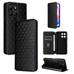 For Honor X6a 4G Cubic Grid Texture Flip Leather Phone Case(Black)