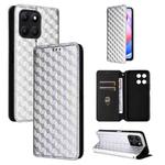 For Honor X6a 4G Cubic Grid Texture Flip Leather Phone Case(Silver)