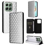 For Honor X6b 4G Cubic Grid Texture Flip Leather Phone Case(Silver)