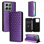 For Honor X6b 4G Cubic Grid Texture Flip Leather Phone Case(Purple)