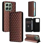 For Honor X6b 4G Cubic Grid Texture Flip Leather Phone Case(Brown)