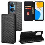For Honor X7 Cubic Grid Texture Flip Leather Phone Case(Black)