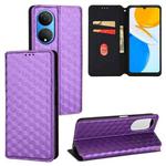 For Honor X7 Cubic Grid Texture Flip Leather Phone Case(Purple)