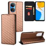For Honor X7 Cubic Grid Texture Flip Leather Phone Case(Brown)