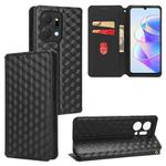 For Honor X7a Cubic Grid Texture Flip Leather Phone Case(Black)