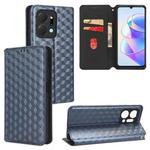 For Honor X7a Cubic Grid Texture Flip Leather Phone Case(Blue)