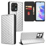 For Honor X7a Cubic Grid Texture Flip Leather Phone Case(Silver)