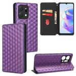 For Honor X7a Cubic Grid Texture Flip Leather Phone Case(Purple)