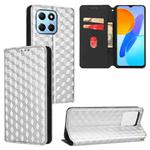 For Honor X8 5G Cubic Grid Texture Flip Leather Phone Case(Silver)