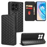 For Honor X8a Cubic Grid Texture Flip Leather Phone Case(Black)