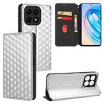 For Honor X8a Cubic Grid Texture Flip Leather Phone Case(Silver)