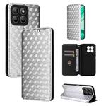 For Honor X8c 4G Cubic Grid Texture Flip Leather Phone Case(Silver)