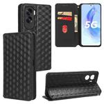 For Honor X50i Cubic Grid Texture Flip Leather Phone Case(Black)