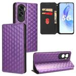 For Honor X50i Cubic Grid Texture Flip Leather Phone Case(Purple)