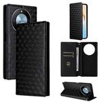 For Honor X60 5G / X9c Smart Cubic Grid Texture Flip Leather Phone Case(Black)