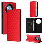 For Honor X60 5G / X9c Smart Cubic Grid Texture Flip Leather Phone Case(Red)