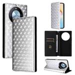 For Honor X60 5G / X9c Smart Cubic Grid Texture Flip Leather Phone Case(Silver)