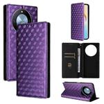 For Honor X60 5G / X9c Smart Cubic Grid Texture Flip Leather Phone Case(Purple)
