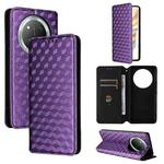 For Honor X60 Pro 5G / X9c 5G Cubic Grid Texture Flip Leather Phone Case(Purple)