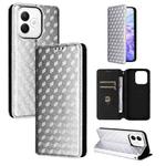 For Honor X60i 5G Cubic Grid Texture Flip Leather Phone Case(Silver)