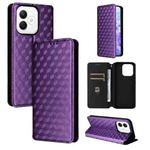 For Honor X60i 5G Cubic Grid Texture Flip Leather Phone Case(Purple)