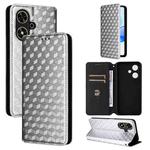 For Honor Play 50 / Play 50m Cubic Grid Texture Flip Leather Phone Case(Silver)