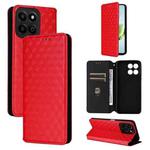 For Honor Play 60 Plus Cubic Grid Texture Flip Leather Phone Case(Red)