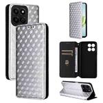 For Honor Play 60 Plus Cubic Grid Texture Flip Leather Phone Case(Silver)