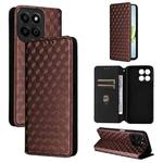 For Honor Play 60 Plus Cubic Grid Texture Flip Leather Phone Case(Brown)