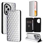 For Honor 400 Pro Global 160.8mm Cubic Grid Texture Flip Leather Phone Case(Silver)