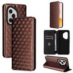 For Honor 400 Pro Global 160.8mm Cubic Grid Texture Flip Leather Phone Case(Brown)