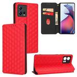 For Motorola Edge 30 Fusion Cubic Grid Texture Flip Leather Phone Case(Red)
