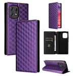 For Motorola Edge 50 Pro Cubic Grid Texture Flip Leather Phone Case(Purple)