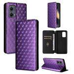 For Motorola Edge 2024 Cubic Grid Texture Flip Leather Phone Case(Purple)