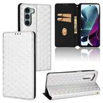 For Motorola Edge S30 / Moto G200 5G Cubic Grid Texture Flip Leather Phone Case(Silver)