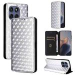 For Motorola Edge 60 Fusion Cubic Grid Texture Flip Leather Phone Case(Silver)