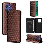 For Motorola Edge 60 Stylus Cubic Grid Texture Flip Leather Phone Case(Brown)
