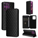 For Motorola Edge 60 Pro Cubic Grid Texture Flip Leather Phone Case(Black)