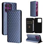 For Motorola Edge 60 Pro Cubic Grid Texture Flip Leather Phone Case(Blue)