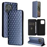 For Motorola Edge 5G 2025 Cubic Grid Texture Flip Leather Phone Case(Blue)