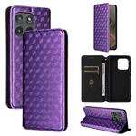 For Motorola Edge 5G 2025 Cubic Grid Texture Flip Leather Phone Case(Purple)