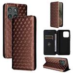For Motorola Edge 5G 2025 Cubic Grid Texture Flip Leather Phone Case(Brown)