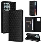 For Motorola Moto G56 / G66j / G66y 5G Cubic Grid Texture Flip Leather Phone Case(Black)