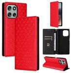 For Motorola Moto G56 / G66j / G66y 5G Cubic Grid Texture Flip Leather Phone Case(Red)