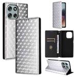 For Motorola Moto G56 / G66j / G66y 5G Cubic Grid Texture Flip Leather Phone Case(Silver)