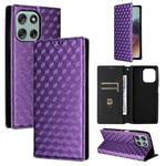 For Motorola Moto G56 / G66j / G66y 5G Cubic Grid Texture Flip Leather Phone Case(Purple)